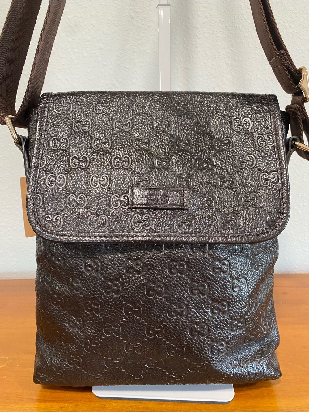 Brown Embossed Crossbody Bag - Picture 2 of 11